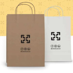 Kraft Shopping Bag (35x43x12) - 100 Gsm 4 Color Print - White & Brown