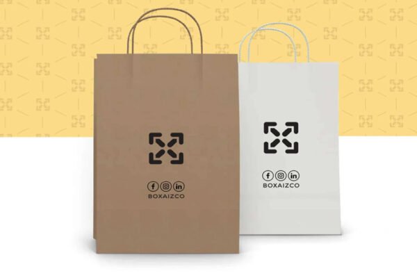 Kraft Shopping Bag (35x43x12) - 100 Gsm 4 Color Print - White & Brown