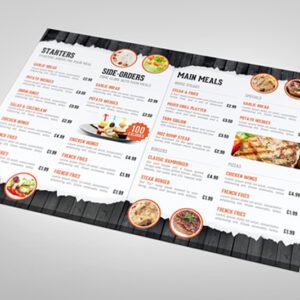 Menu A4 to A5 350Gsm Glossy/Mat Lamination 4 Color, 2 Sides