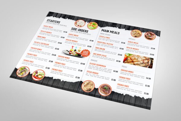 Menu A4 to A5 350Gsm Glossy/Mat Lamination 4 Color, 2 Sides
