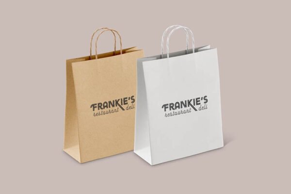 Kraft Shopping Bag (26x34x10) - 100 Gsm 4 Color Print - White & Brown